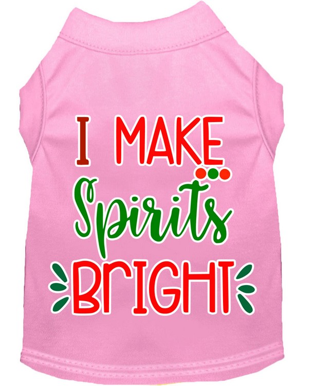 I Make Spirits Bright Screen Print Dog Shirt Light Pink XS